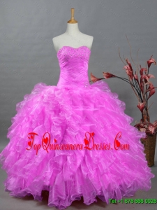 2015 Fall Perfect Sweetheart Quinceanera Dresses with Beading and Ruffles
