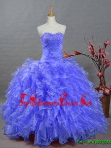 2015 Perfect Real Sample Sweetheart Dresses for Quinceanera with Beading and Ruffles