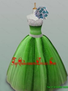 2015 Summer Perfect Spaghetti Straps Quinceanera Dresses with Beading