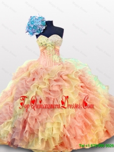 2015 Summer Sexy Sweetheart Quinceanera Dresses with Beading