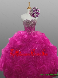 2016 Fall Elegant Quinceanera Dresses with Beading and Rolling Flowers