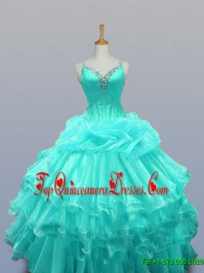 2016 Summer Top Seller Straps Quinceanera Dresses with Beading and Ruffled Layers