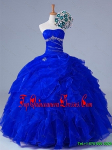 Luxurious 2016 Fall Strapless Beaded and Ruffles Quinceanera Gowns in Organza