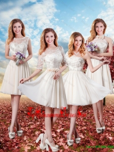 2016 Elegant Short Damas Dresses with Lace in Champagne