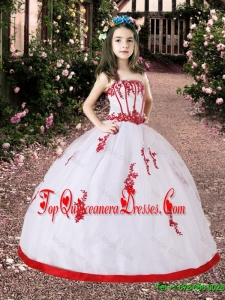 Luxurious 2015 Winter White and Red Little Girl Pageant Dresses with Appliques