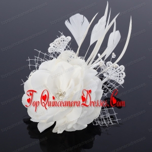 Cheap White Feather and Tulle Fascinators with Pearl