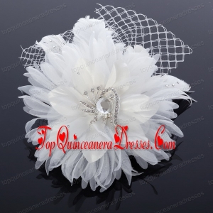 Elegant White Taffeta/Tulle Wedding Fascinators Hair Flower