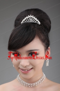 Pearl Wedding Jewelry Set Including Necklace Earrings And Crown