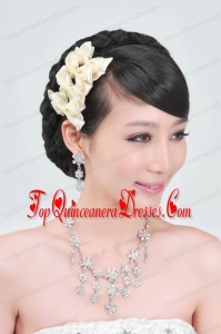 Pretty Alloy With Rhinestone Engagement Jewelry Set Including Necklace And Headpiece