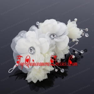 White Rhinestone and Pearl Fascinators for Wedding