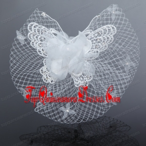 2014 Cheap Tulle Beading Wedding Net Yarn Briadl Hat