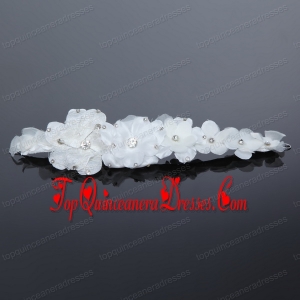 2014 Cheap White Lace Beading Hair Flower