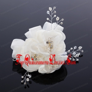 2014 Cute Pearl Net Yarn Chiffon Hair Flowers