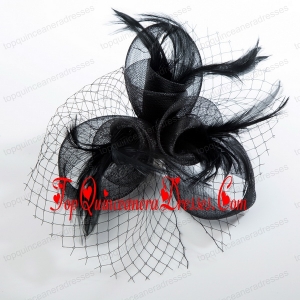 2014 Fashionable Tulle Black Net Yarn Briadl Hat