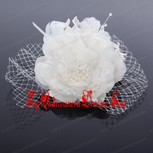 2014 Unique Tulle White Fascinators with Pearls