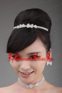 Alloy With Rhinestone Bowknot Jewelry Set Including Necklace Crown And Earrings