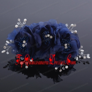 Beautiful Rhinestone Pearl Chiffon White Hair Flowers