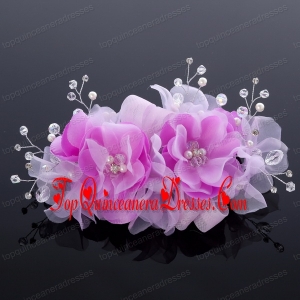 Beautiful Tulle Lilac 2014 Hair Flower with Rhinestone