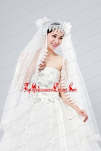 Cheap One-Tier Lace Edge Drop Veil Wedding Veils