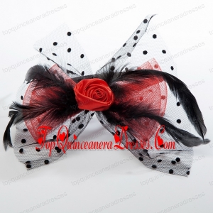 Cheap Tulle Black Feather Flower Hairpin for Wedding