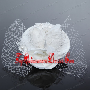 Cheap White Rhinestone Feather Imitation Pearls Hat Hair Ornament