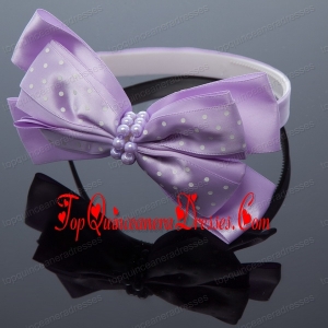 Cute Lavender Bowknot Hairpins Birdcage Veils with Beading