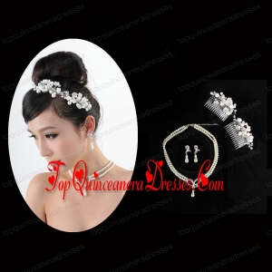 Dignified Necklace and Earings Jewelry Set Including Hairpins