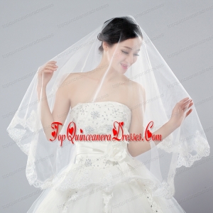 Eelgant One-Tier Angle Cut Bridal Veils with Lace Edge
