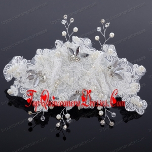 Elegant Imitation Pearls Lace Hair Ornament for Wedding