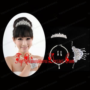 Elegant Ivory Pearl Artistic Necklace Bracele And Tiara