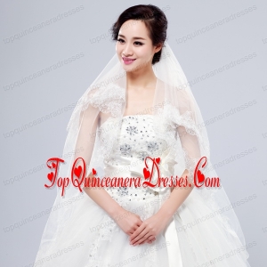 Elegant One-Tier Lace Edge Elbow Veils for Wedding Party