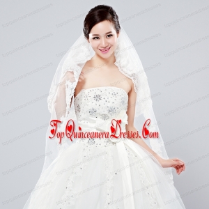 Elegant One-Tier Oval Elbow Veils with Lace Edge