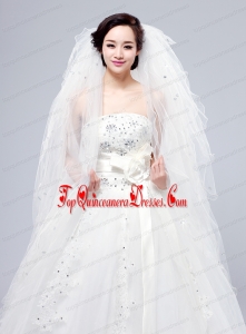 Elegant White Angle Cut Multi-Tier Finished Edge Bridal Veils