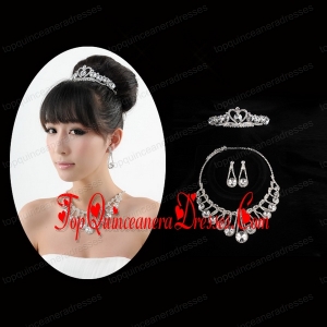 Gorgeous Dazzling Rhinestone Jewelry Set Necklace And Tiara