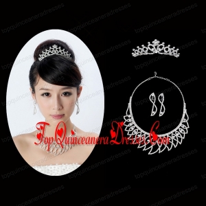 High Quality Rhinestone Bridal Jewelry Set Including Necklace and Tiara