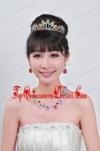 Imitation Pearl Jewelry Set Including Necklace And Tiara