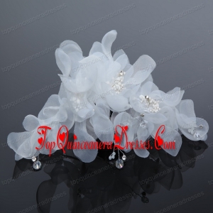 Imitation Pearls Organza Fascinators Pink Hair Flower