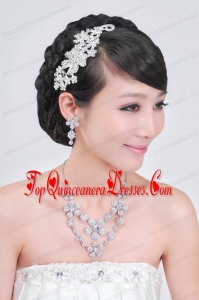 Intensive Flower Jewelry Set Including Necklace And Headpiece