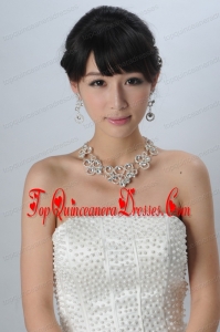 Intensive Flowers Beaded Necklace Tiara and Earrings Jewelry Set