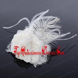 Lovely Lace Feather and Lace Outdoor Fascinators with Imitation Pearls