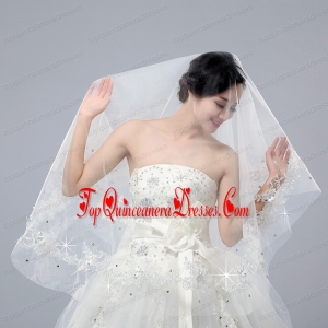 One-Tier Drop Veil Cut Edge 2014 White Bridal Veils