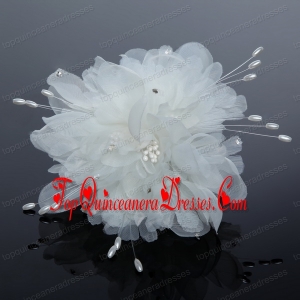 Pure Tulle Lilac Beautiful Imitation Pearls Hair Flower with Rhinestone