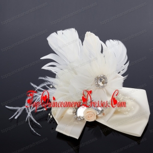 Romantic Red Feather and Satin Hair Flowers