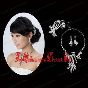 Round shaped Rotary Crystal Jewelry Set Including Necklace And Headpiece