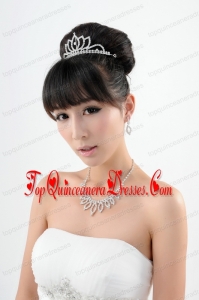 Shinning Crystal Crown with Necklace and Earings Jewelry Set