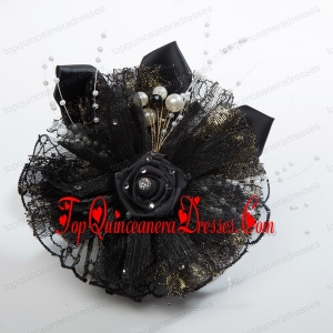 Summer Black Tulle Fascinators with Pearl