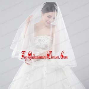 Two-Tier Tulle Bridal Veils with Ribbon Edge