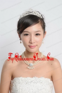White Imitation Pearl Jewelry Sets Including Necelace and Earings