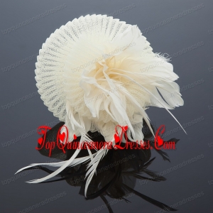 Cute Feather and Tulle Wedding White Hat Hairpin