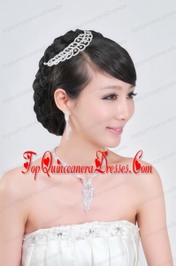 Elegant Alloy With Rhinestone Ladies Necklace and Headpiece